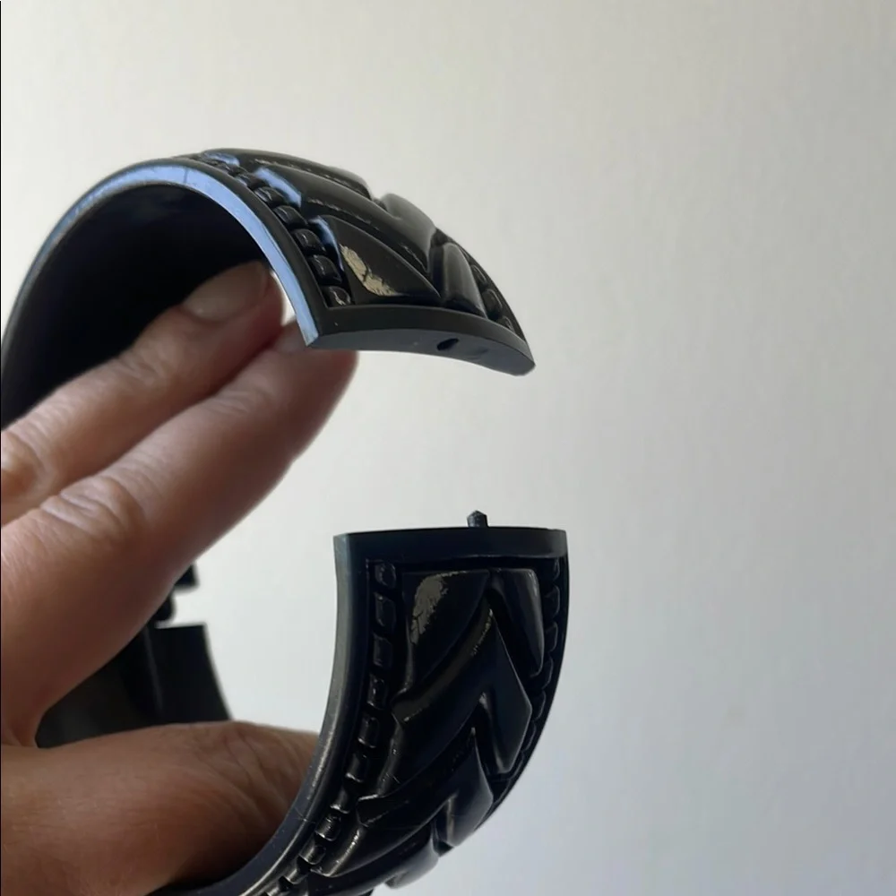 Black Carved Bangle Bracelet